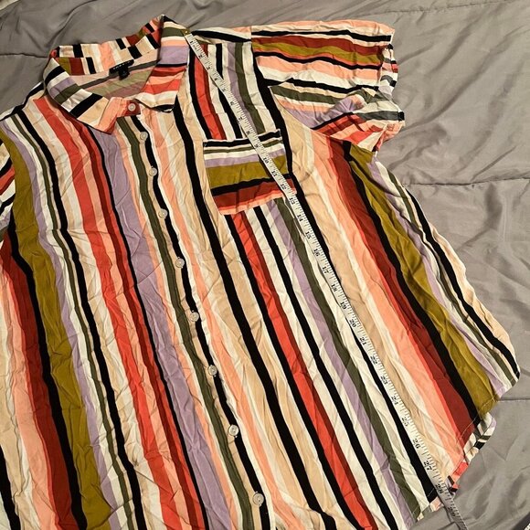 Torrid Size 3 Striped Stretch Challis Button-Front Shirt - Picture 8 of 8